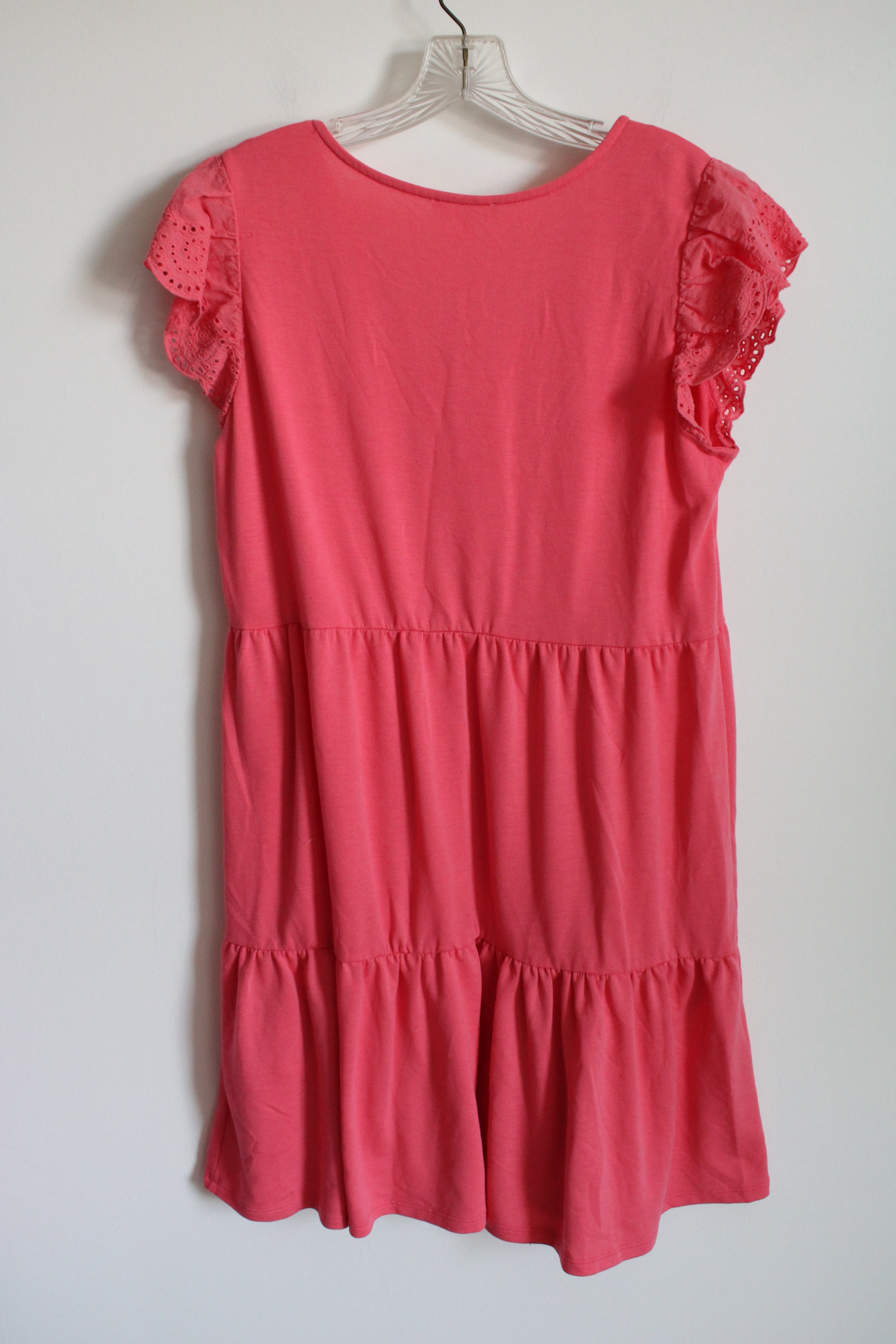 Como Vintage Pink Eyelet Sleeve Tiered Dress | L