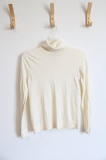 Ann Taylor Cream Merino Wool Turtleneck Top | S