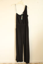 NEW Kaylee Black One Shoulder Knotted Stretch Jumpsuit | L