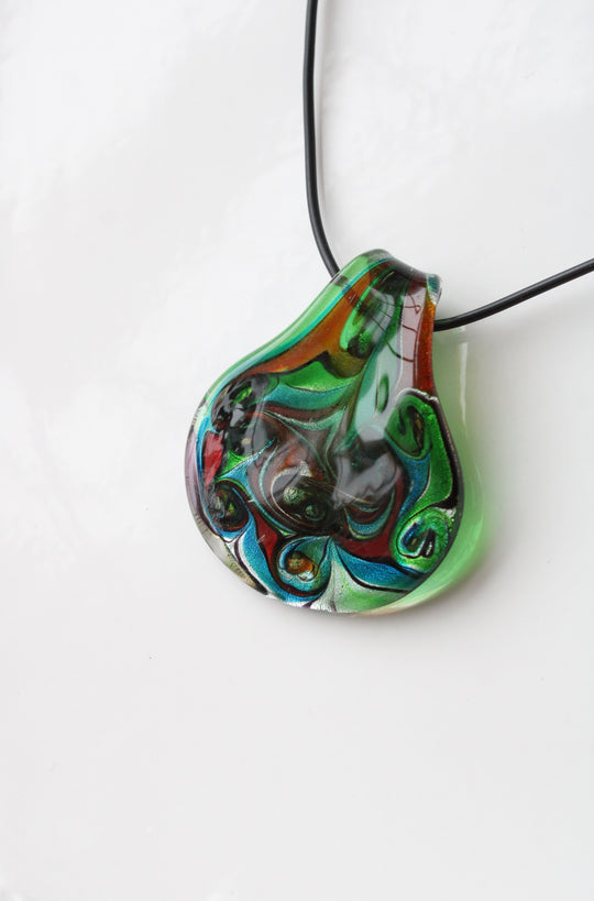 Murano Glass Green Swirl Necklace