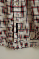 Tommy Hilfiger Red Blue and Tan Plaid Button Down Shirt | M