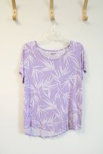 Lands' End Purple & White Leaf Patterned Top | M