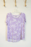 Lands' End Purple & White Leaf Patterned Top | M