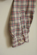 Tommy Hilfiger Red Blue and Tan Plaid Button Down Shirt | M