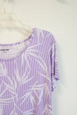 Lands' End Purple & White Leaf Patterned Top | M