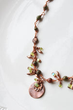 Copper Green Beaded Boho Style Necklace