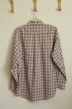 Tommy Hilfiger Red Blue and Tan Plaid Button Down Shirt | M