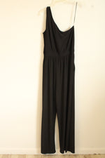 NEW Kaylee Black One Shoulder Knotted Stretch Jumpsuit | L
