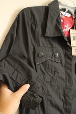 NEW Adidas Gray Button Down Shirt Dress with Pink Embroidery | M