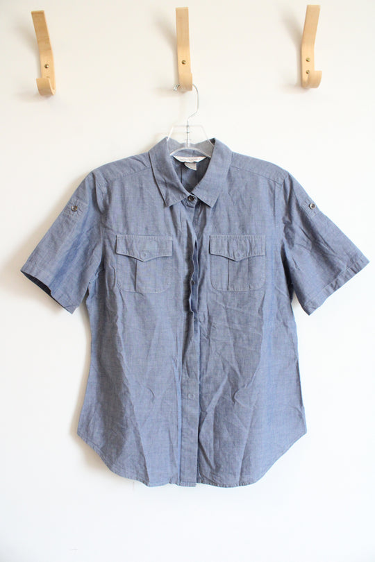 Christopher & Banks Blue Button Down Top | S