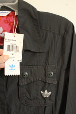 NEW Adidas Gray Button Down Shirt Dress with Pink Embroidery | M