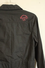 NEW Adidas Gray Button Down Shirt Dress with Pink Embroidery | M