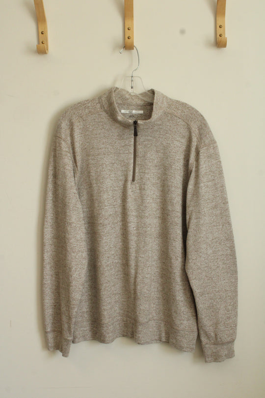 Greg Norman Taupe Quarter Zip Sweater Top | L