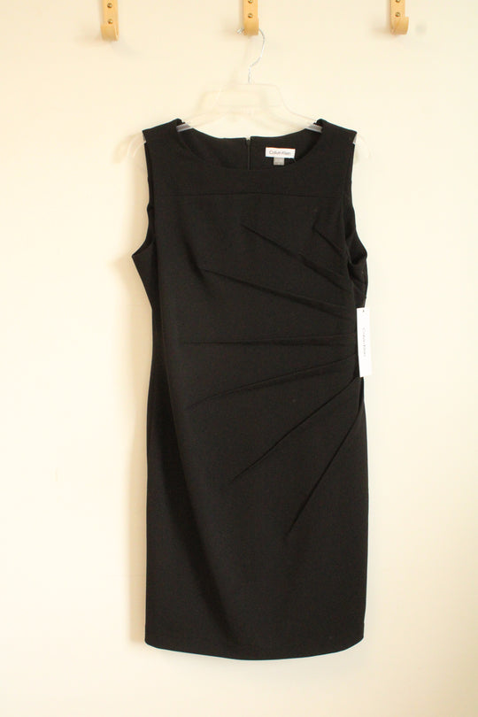 NEW Calvin Klein Black Sheath Dress with Foldover Waist Detail | 12