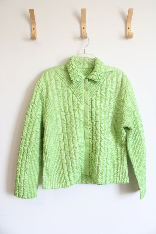 UbU Vintage Green Crinkled Ruffled Button Down Jacket | XL