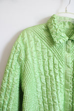 UbU Vintage Green Crinkled Ruffled Button Down Jacket | XL