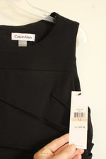 NEW Calvin Klein Black Sheath Dress with Foldover Waist Detail | 12