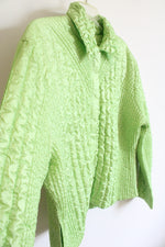 UbU Vintage Green Crinkled Ruffled Button Down Jacket | XL