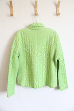 UbU Vintage Green Crinkled Ruffled Button Down Jacket | XL