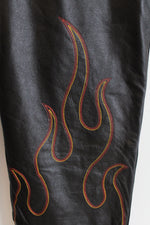Harley-Davidson Genuine Leather Flame Embroidered Black Pants | 38/10