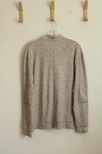 Greg Norman Taupe Quarter Zip Sweater Top | L
