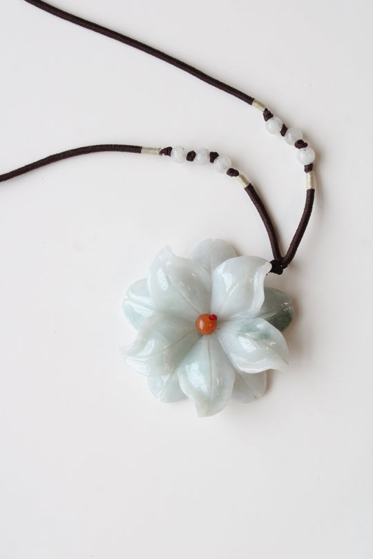 Jade Carved Flower Necklace