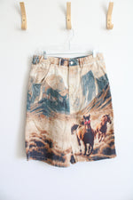 Zara TwoJeys Horse Print Baggy Jean Shorts | 40