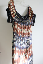Dressbarn Woman Collection Brown & Black Satin Dress | 16W