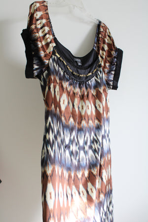 Dressbarn Woman Collection Brown & Black Satin Dress | 16W