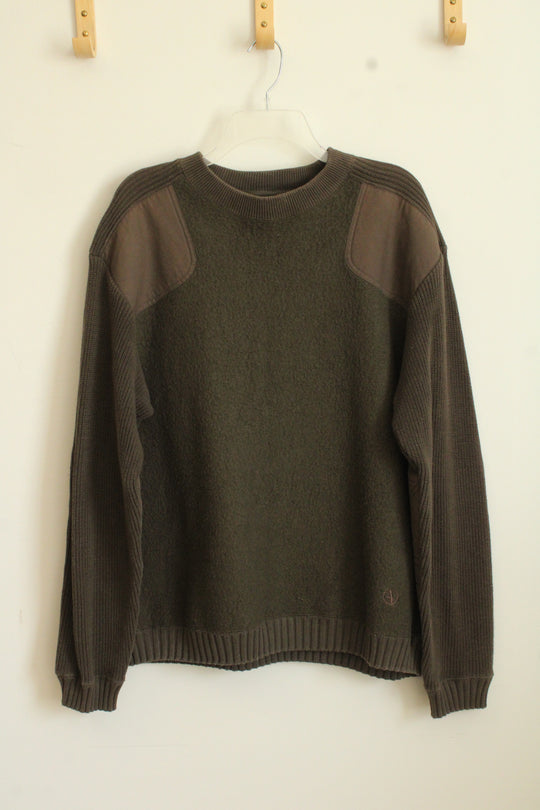 Aigle Brown Cotton Wool Blend Sweater with Details | L