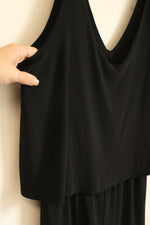 NEW Tahari Black Stretch V-neck Cropped Leg Jumpsuit | L