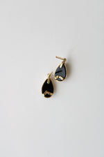 Black Hills Onyx Yellow & Rose Gold Leaf Teardrop Stud Earrings