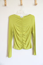 Los Angeles Atelier Chartreuse Ruched Front Long Sleeved Top | M