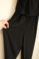 NEW Tahari Black Stretch V-neck Cropped Leg Jumpsuit | L