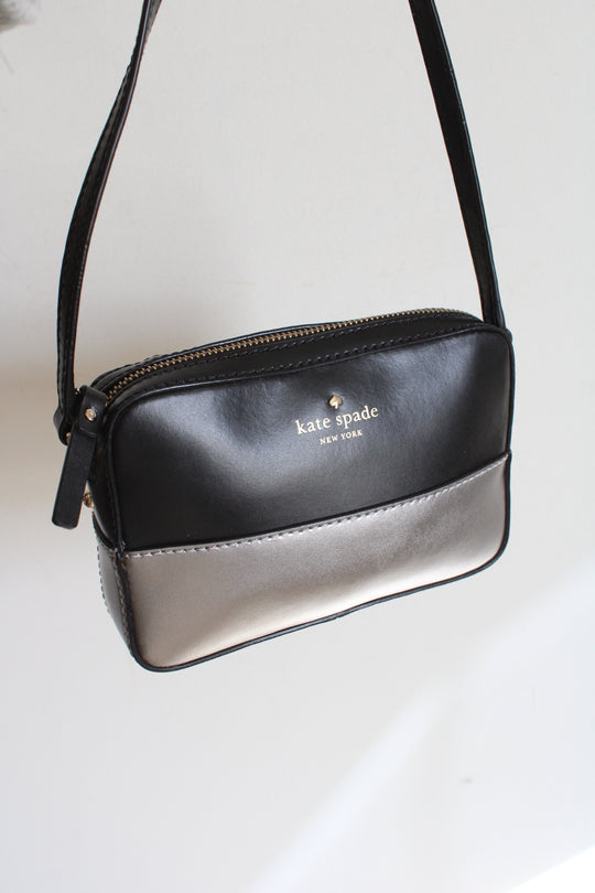 Kate Spade Ivy Street Clover Black & Silver Crossbody Purse