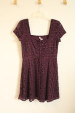 Aeropostale Purple Square Neck Lace Up Front Dress | L
