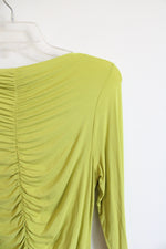 Los Angeles Atelier Chartreuse Ruched Front Long Sleeved Top | M
