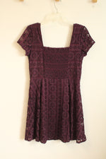 Aeropostale Purple Square Neck Lace Up Front Dress | L