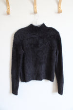 Banana Republic Black Fuzzy Mock Neck Sweater | S