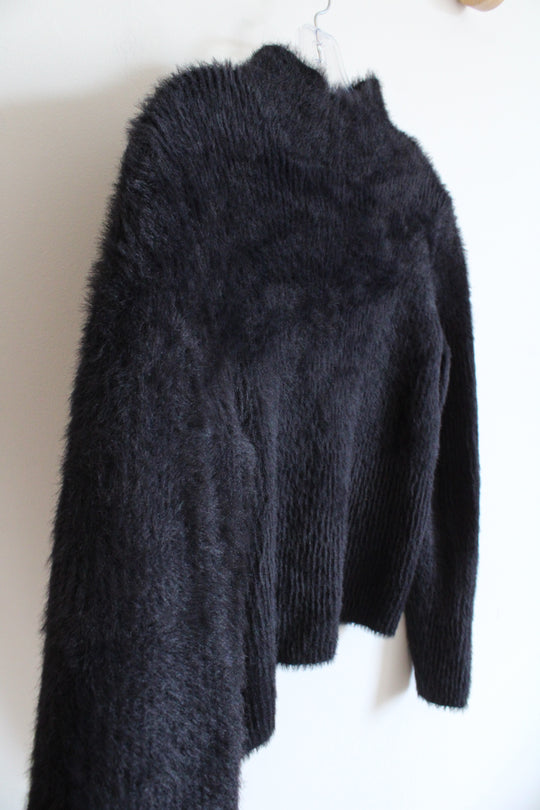 Banana Republic Black Fuzzy Mock Neck Sweater | S