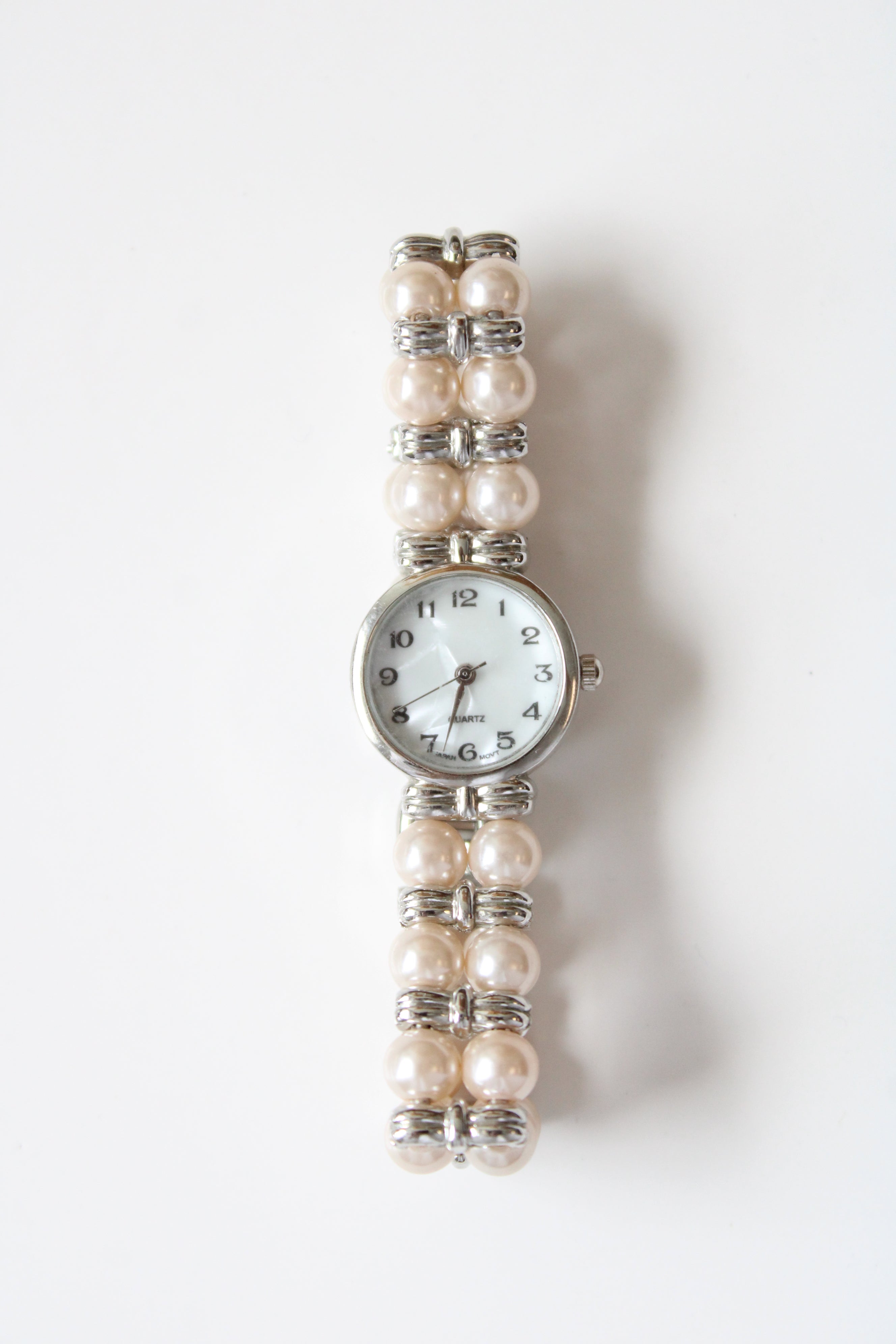Faux Pearl Silver Watch