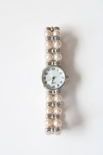 Faux Pearl Silver Watch
