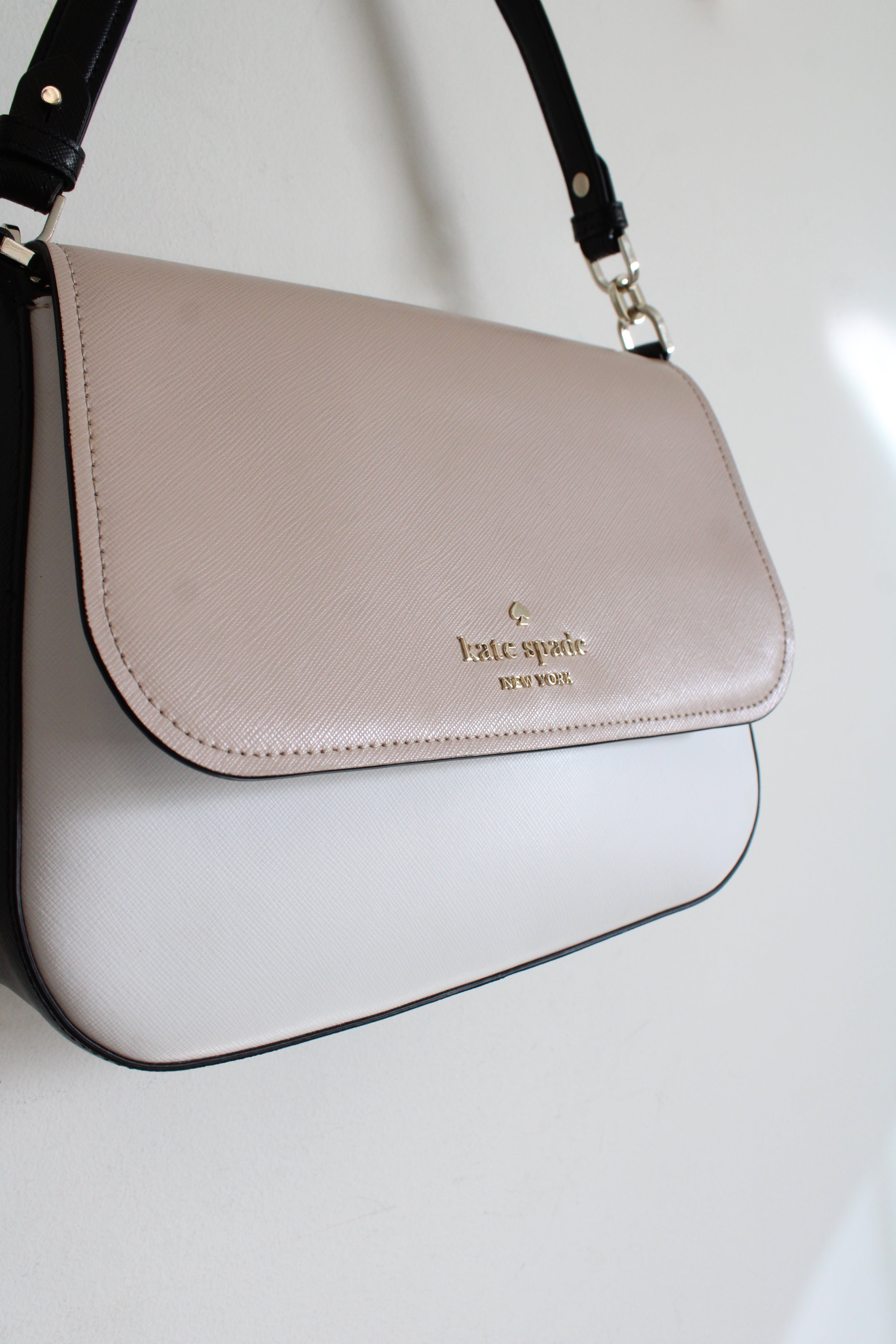 Kate Spade Staci Saffiano Leather Flap Color Block Shoulder Bag