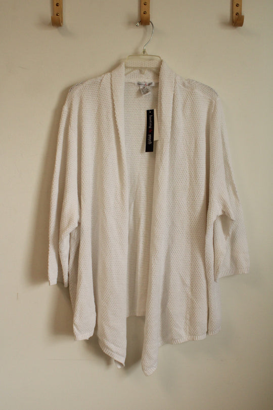 NEW Hasting and Smith White Knit 3/4 Sleeve Cover Up Sweater | 2XL