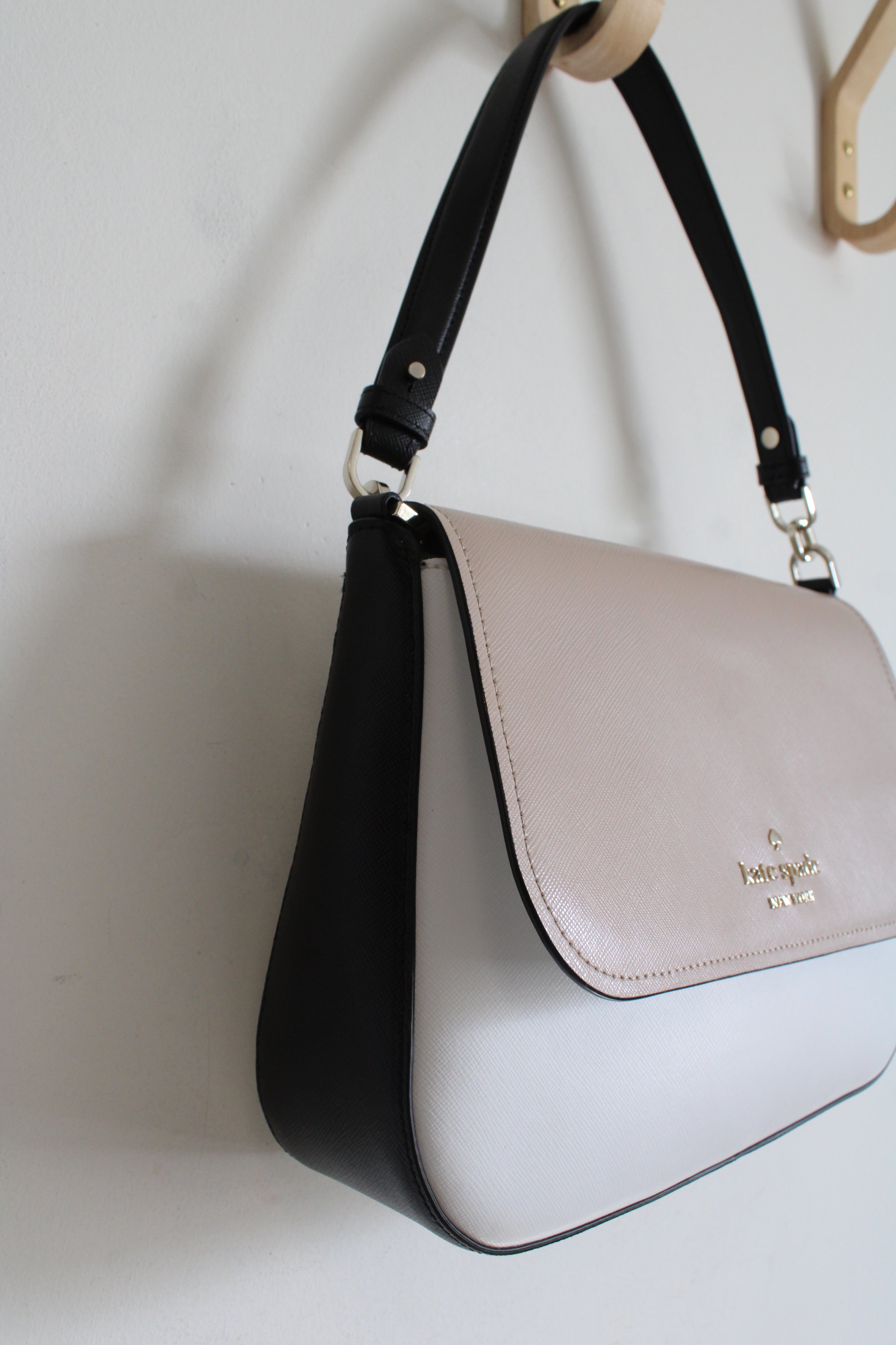 Kate Spade Staci Saffiano Leather Flap Color Block Shoulder Bag
