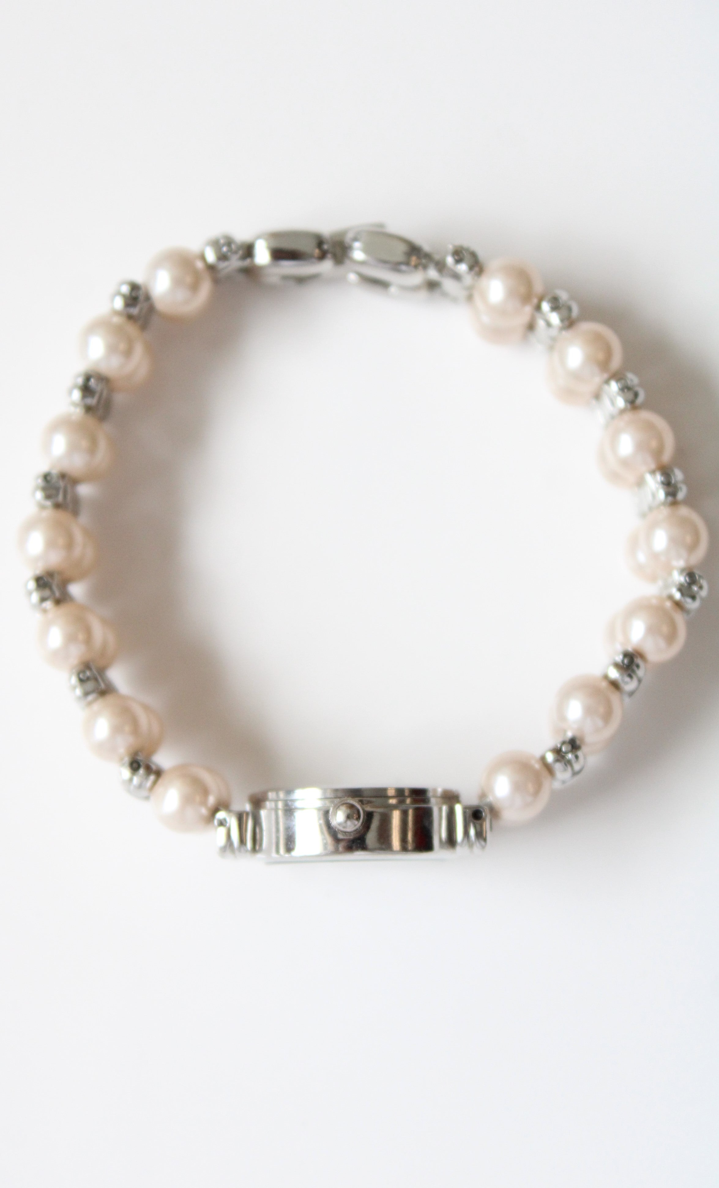 Faux Pearl Silver Watch