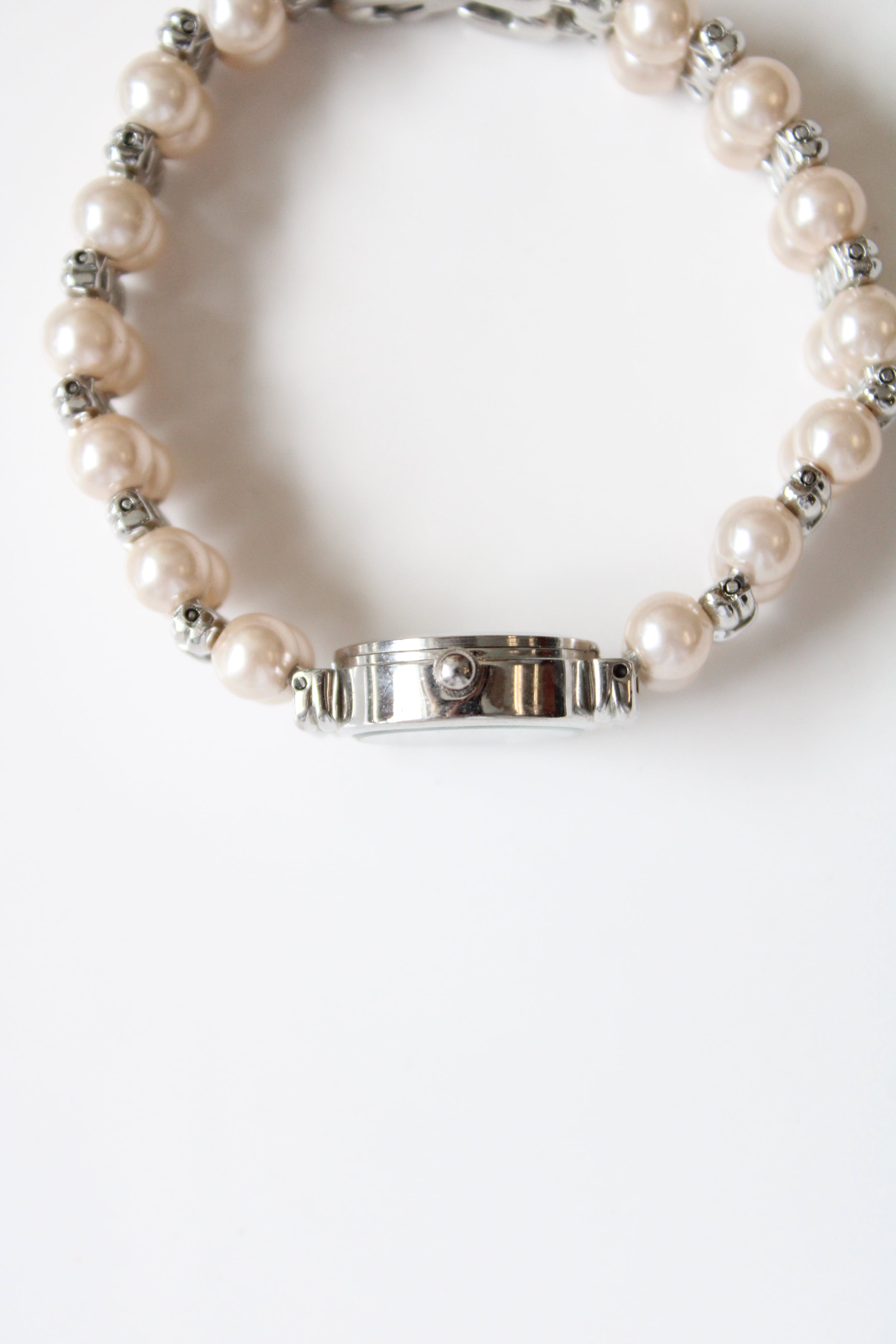 Faux Pearl Silver Watch