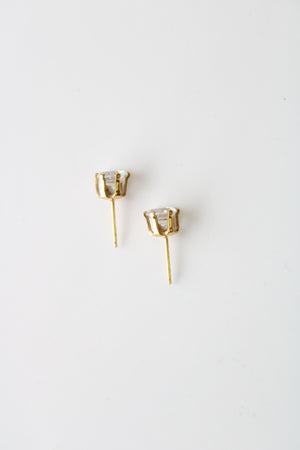 14KP Yellow Gold Clear Stone Earrings