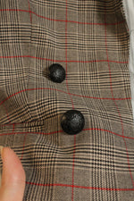 NEW 1. State Tan Black and Red Plaid Cropped Blazer with Front Buttons | 2