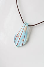 Light Blue & Brown Shimmer Murano Glass Necklace
